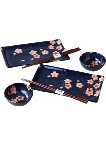 Assiettes Sakura bleu marine